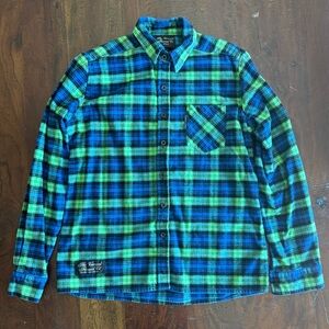 Vermont Flannel Co - Green Blue Plaid Button-Down Flannel - Men's medium